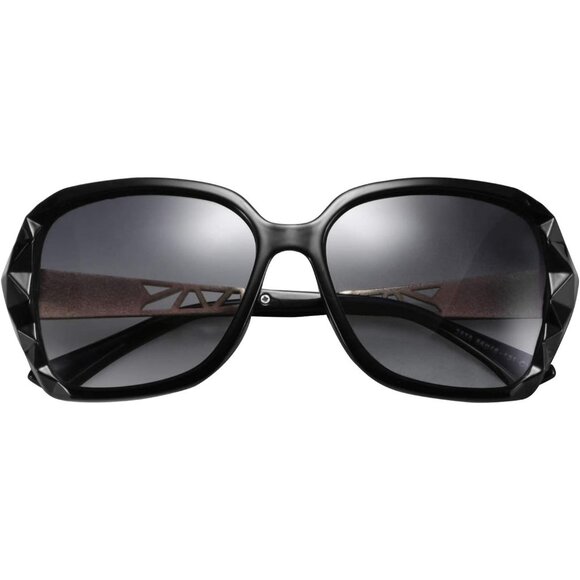 Women's Black Crystal Square Sunglasses Sparkling Composite Shiny Frame Design - Picture 7 of 8